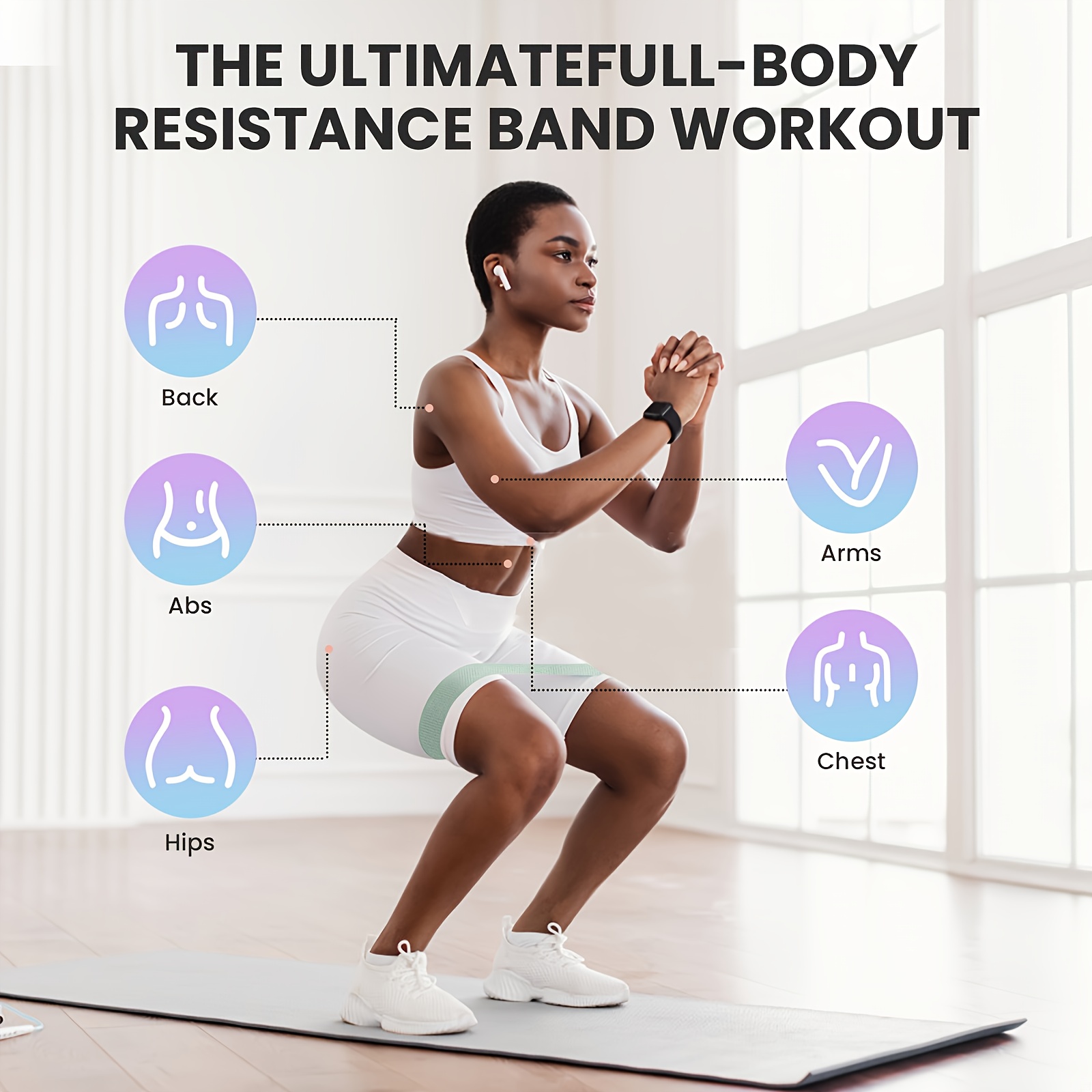 무게가 있는 1Pc/4Pcs 피트니스 저항 밴드, 코어 - Pilates Yoga Studio 리뷰 및 가격